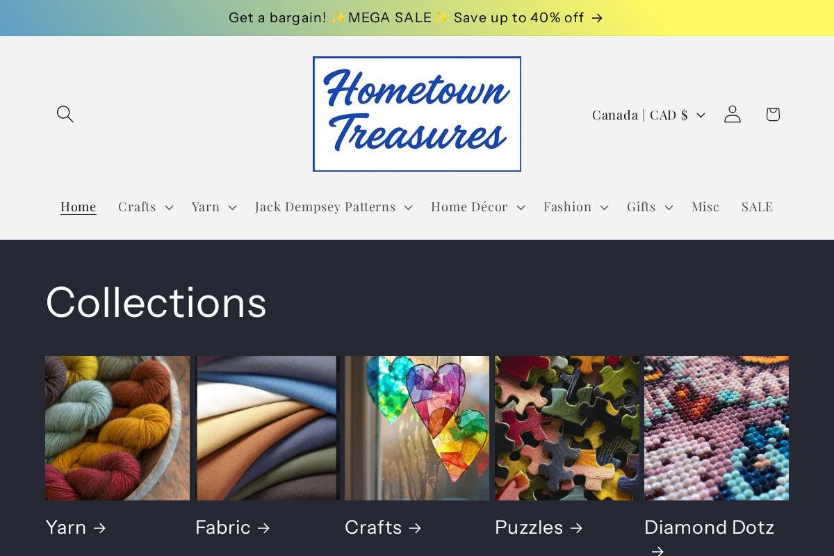 httreasures.ca homepage screenshot