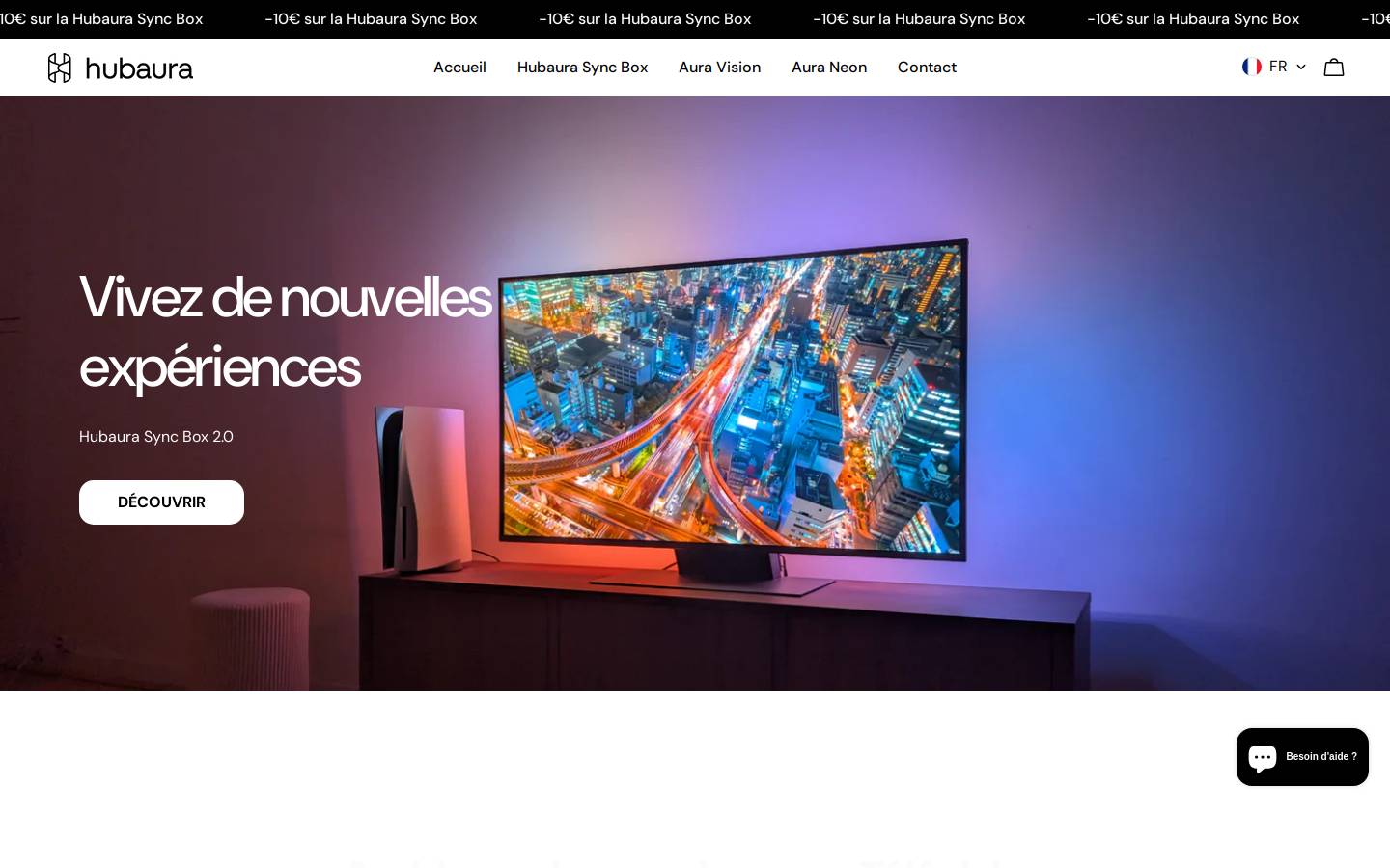 Hubaura | Lumière d'ambiance homepage screenshot