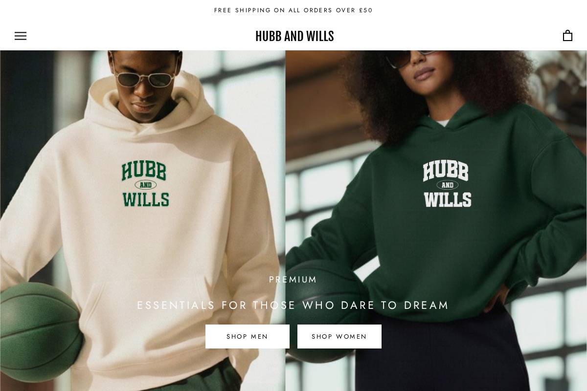 Hubbandwills homepage screenshot