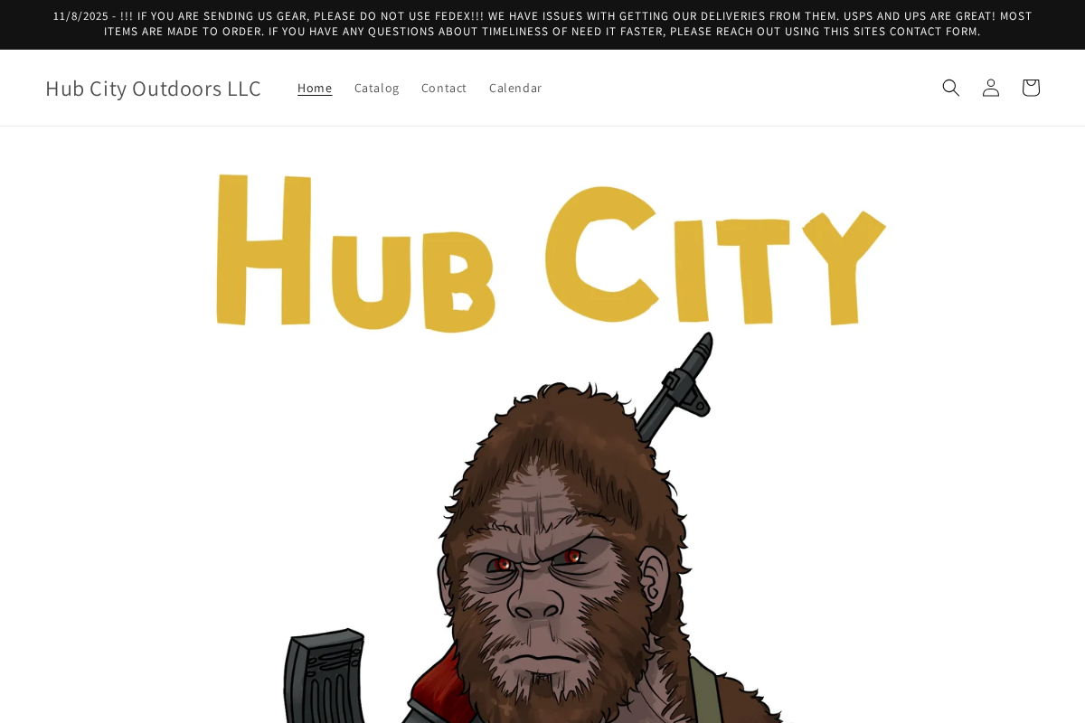 hubcityoutdoors.com homepage screenshot