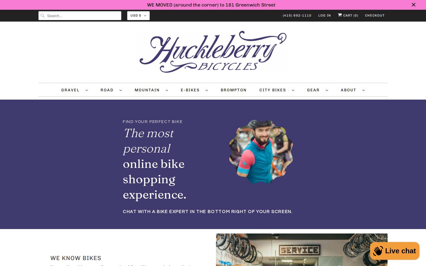 huckleberrybicycles.com homepage screenshot