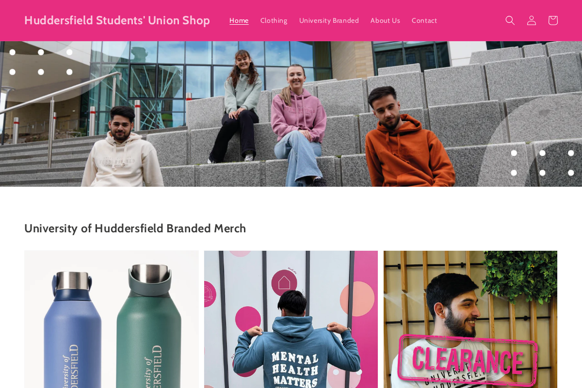 Huddersfield Students' Union Shop homepage screenshot