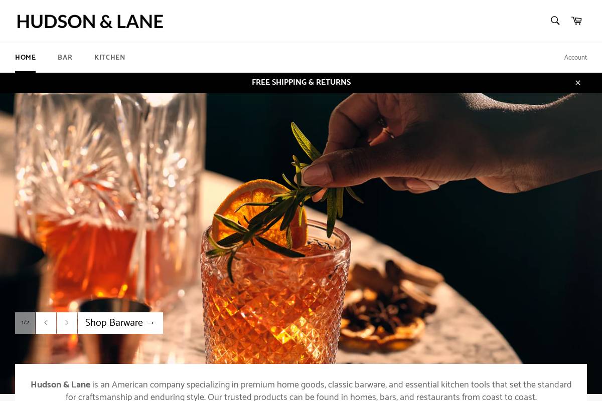 hudsonandlane.com homepage screenshot