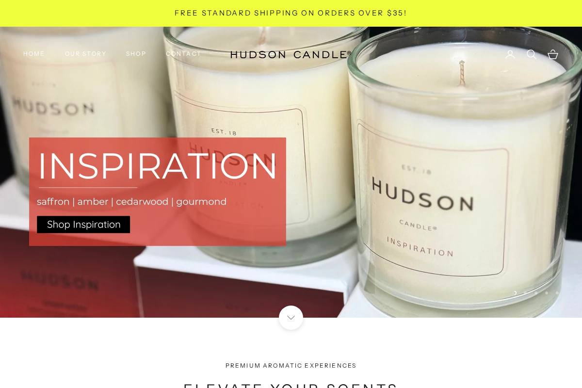 hudsoncandle.com homepage screenshot