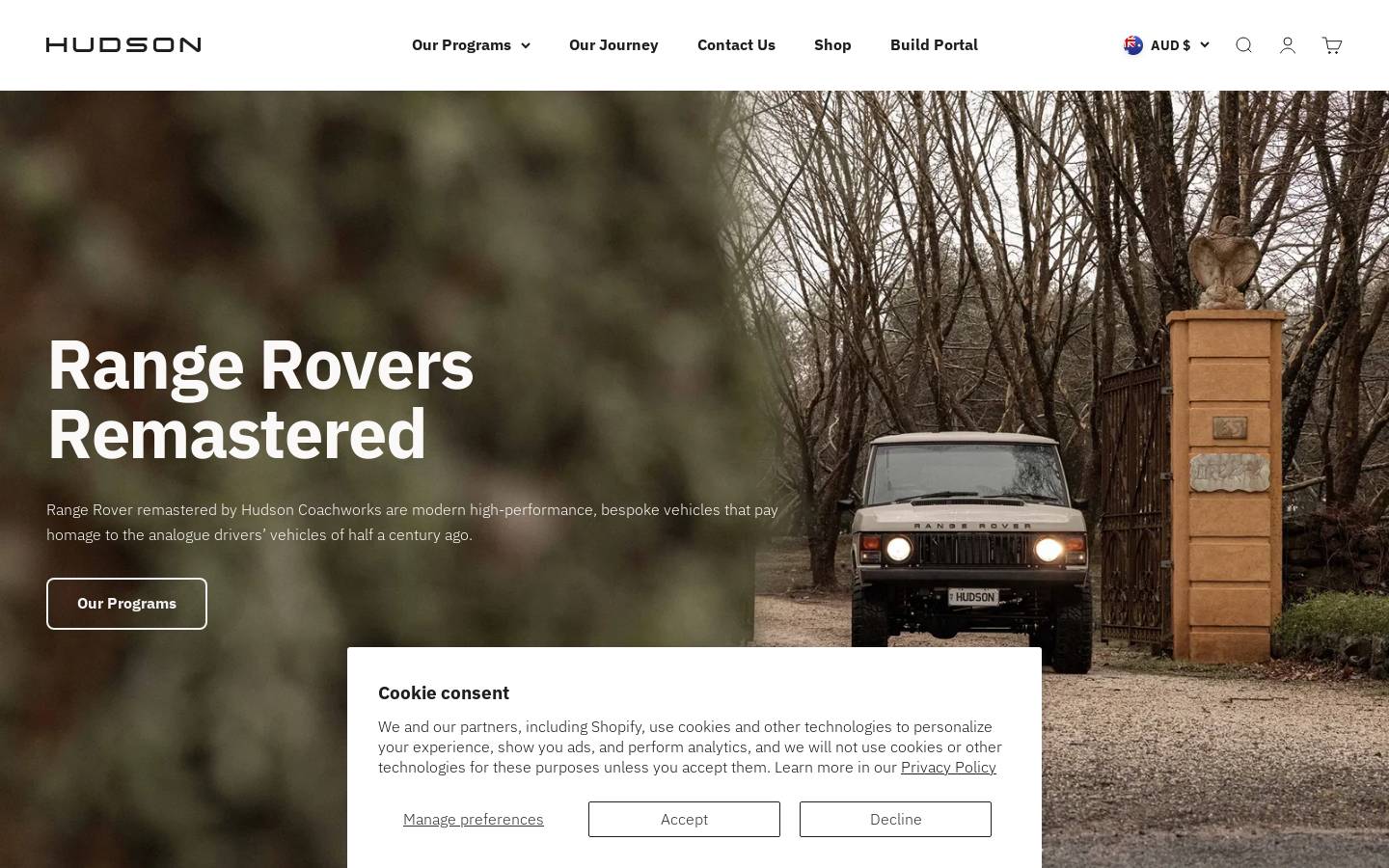 hudsoncoachworks.com homepage screenshot