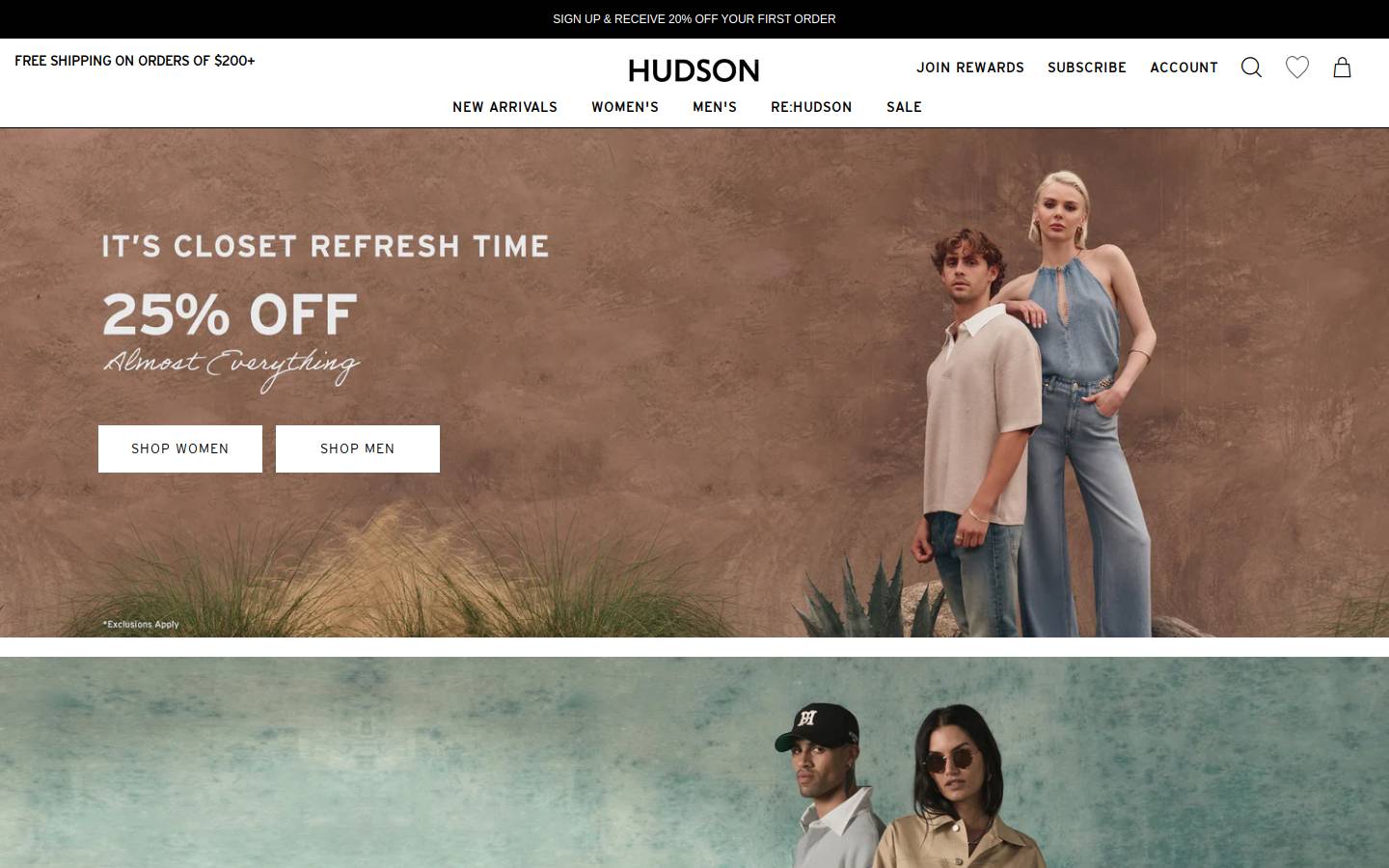 Hudson Jeans homepage screenshot