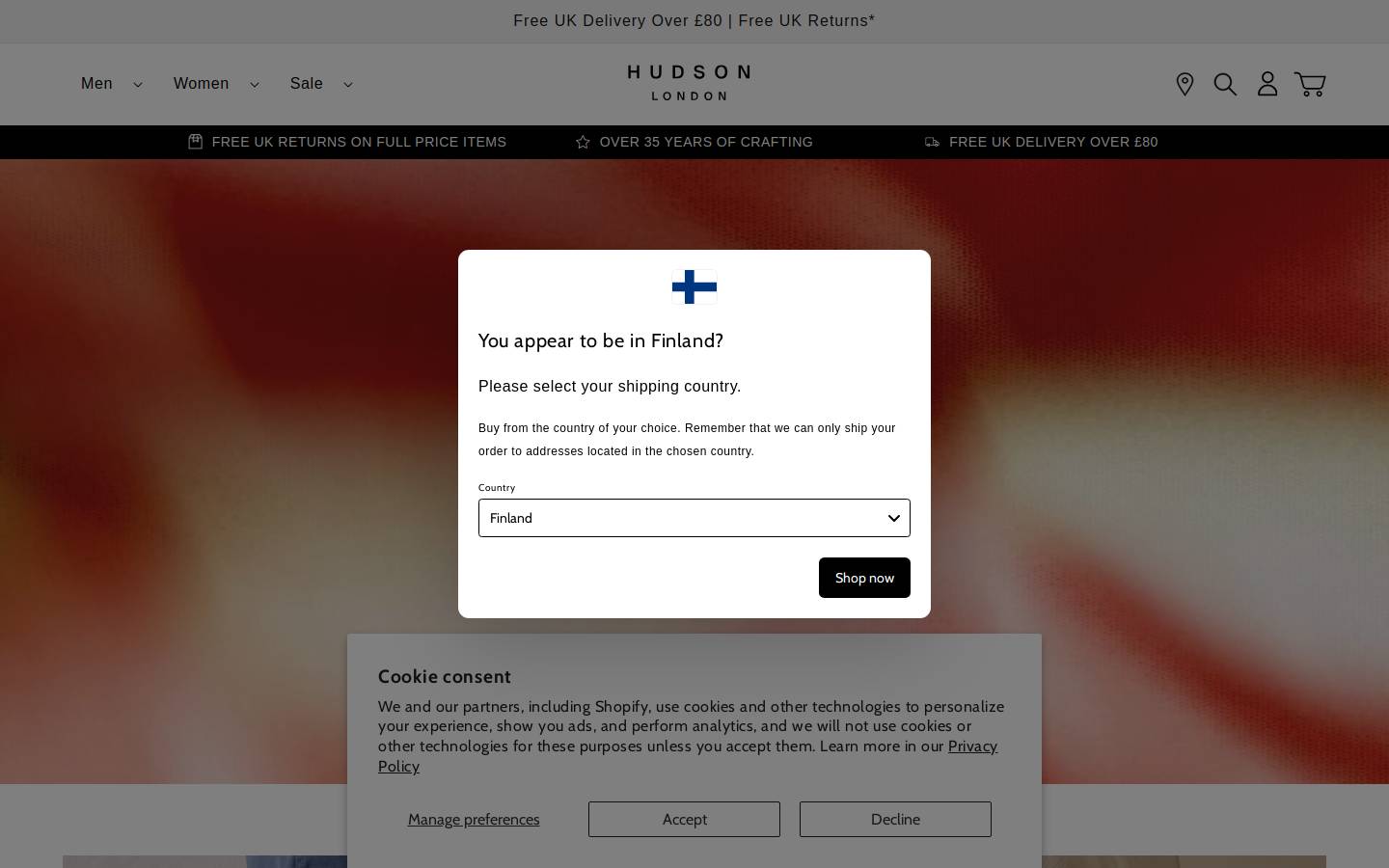 Hudson Shoes homepage screenshot