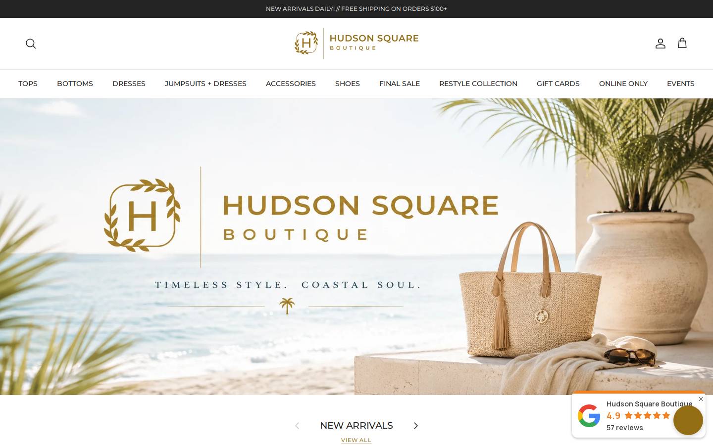 hudsonsquareboutique.com homepage screenshot
