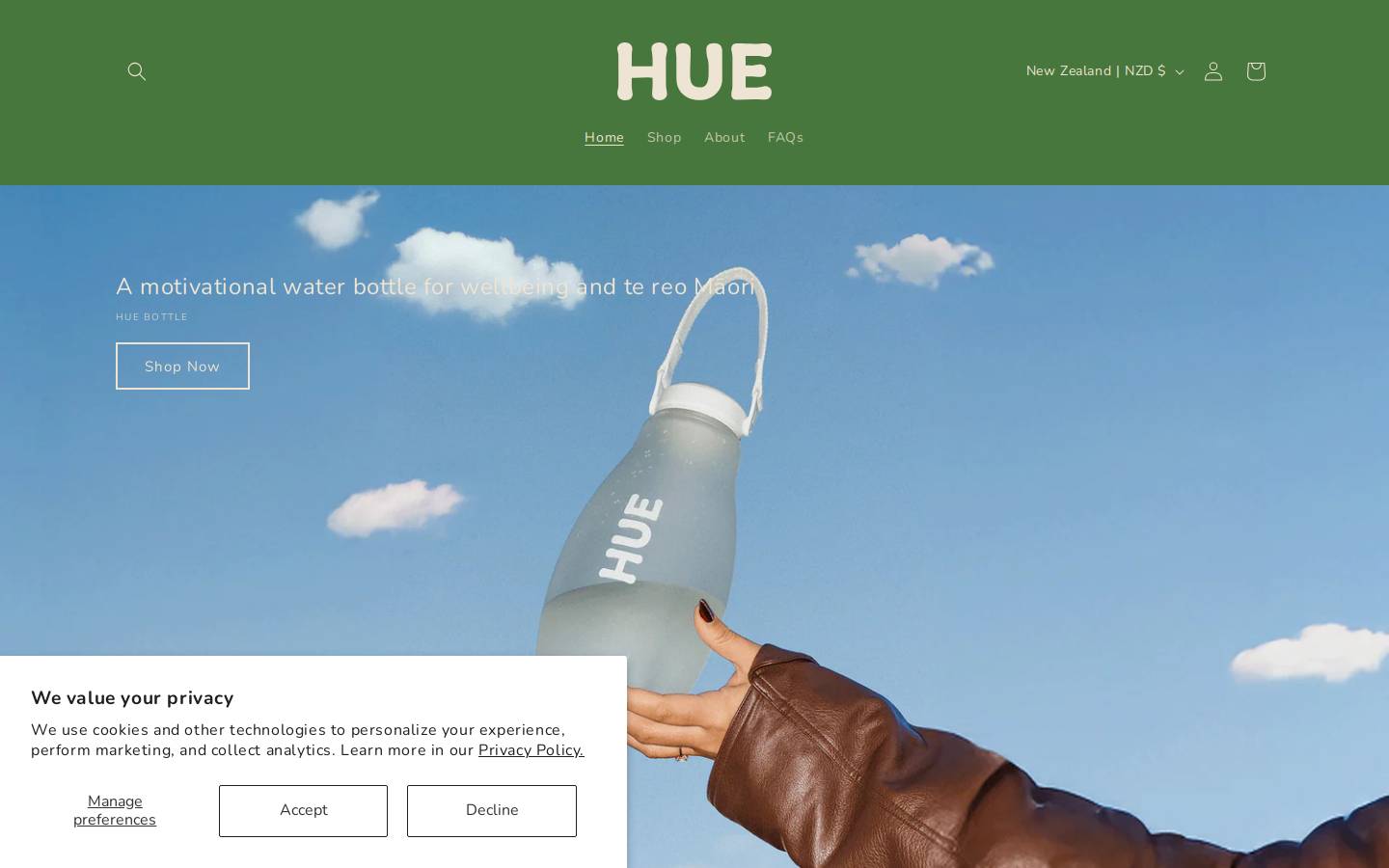 huebottle.com homepage screenshot