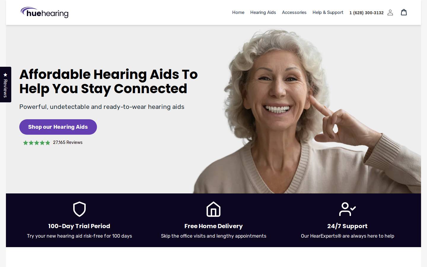 HueHearing homepage screenshot