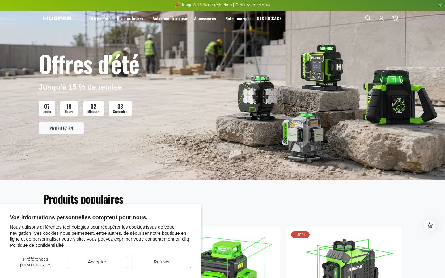 Huepar homepage screenshot