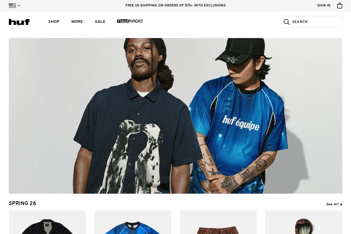 HUF homepage screenshot