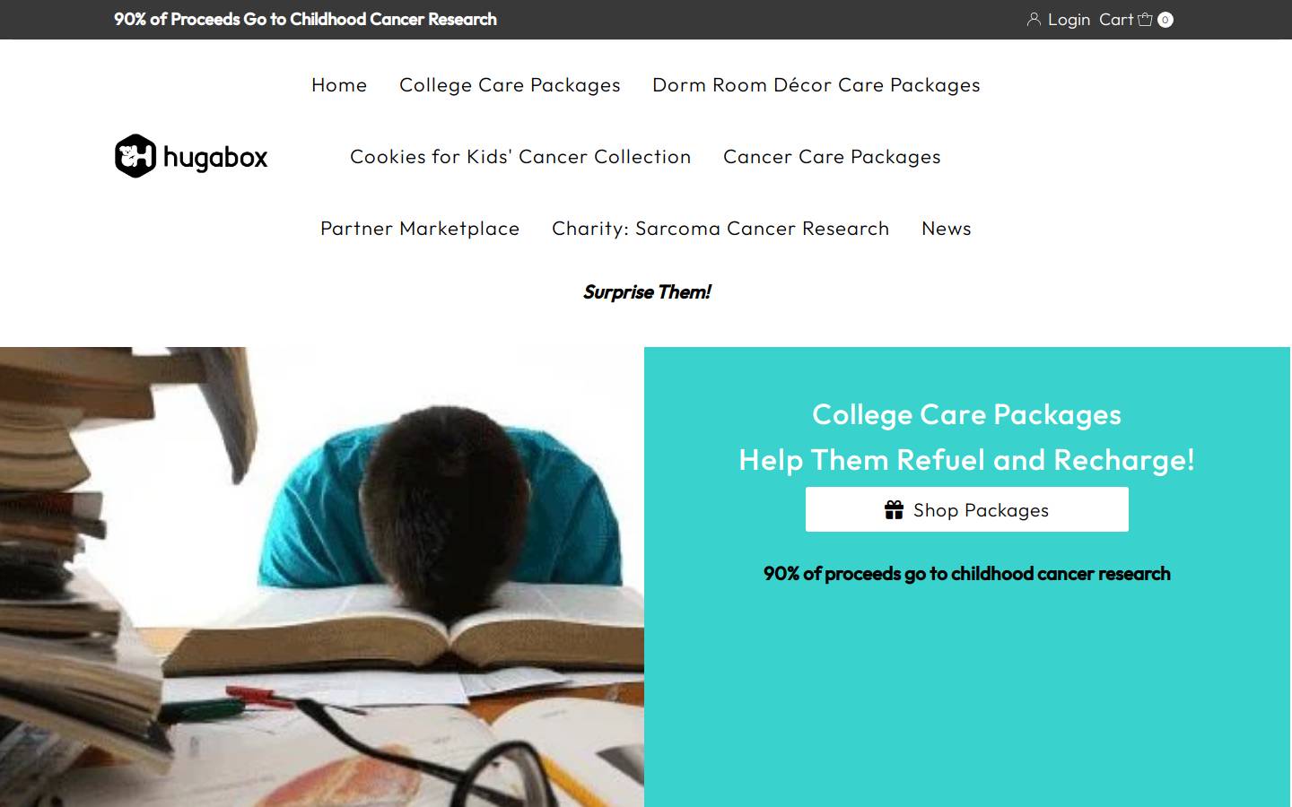 hugabox.com homepage screenshot