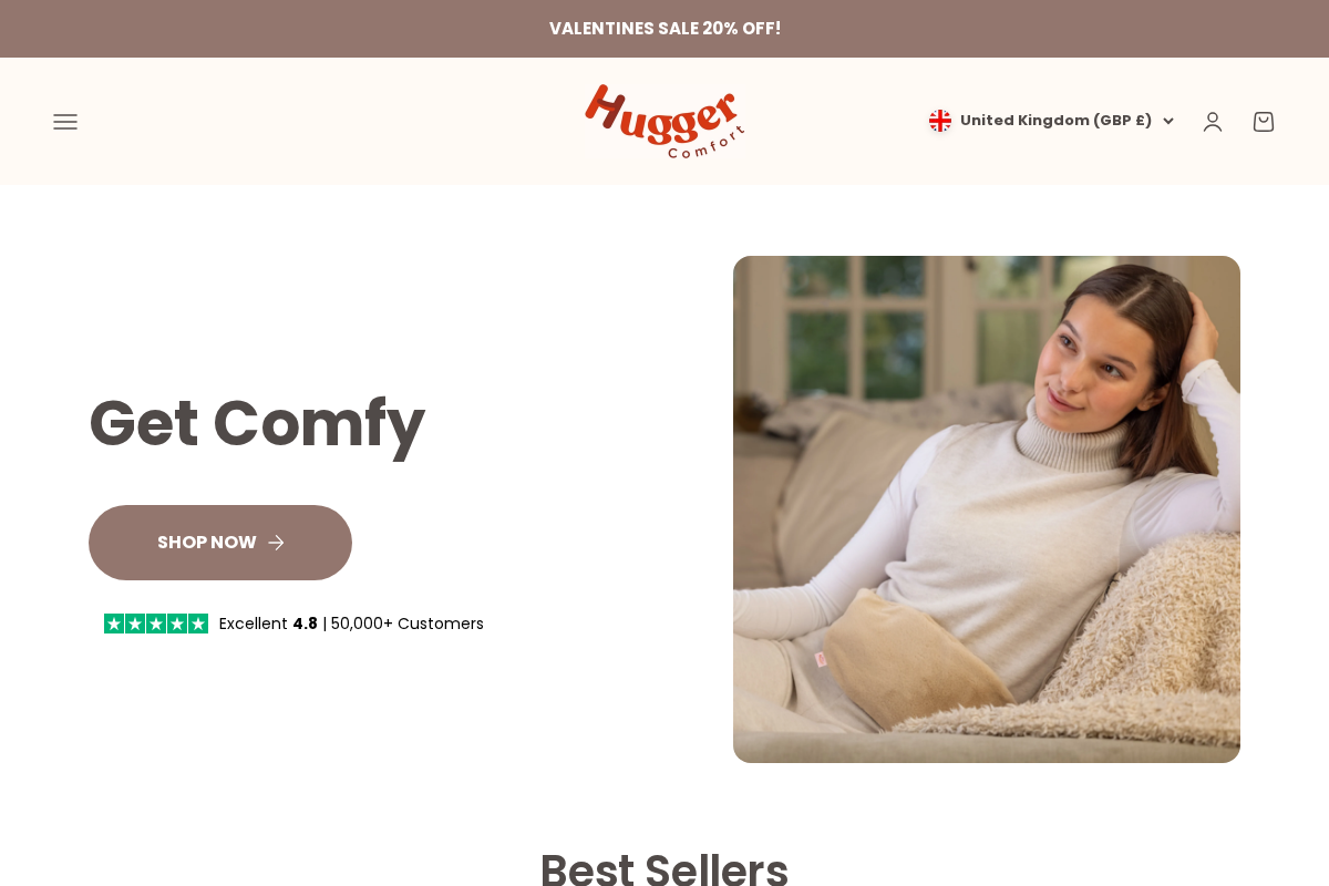 Huggercomfort homepage screenshot