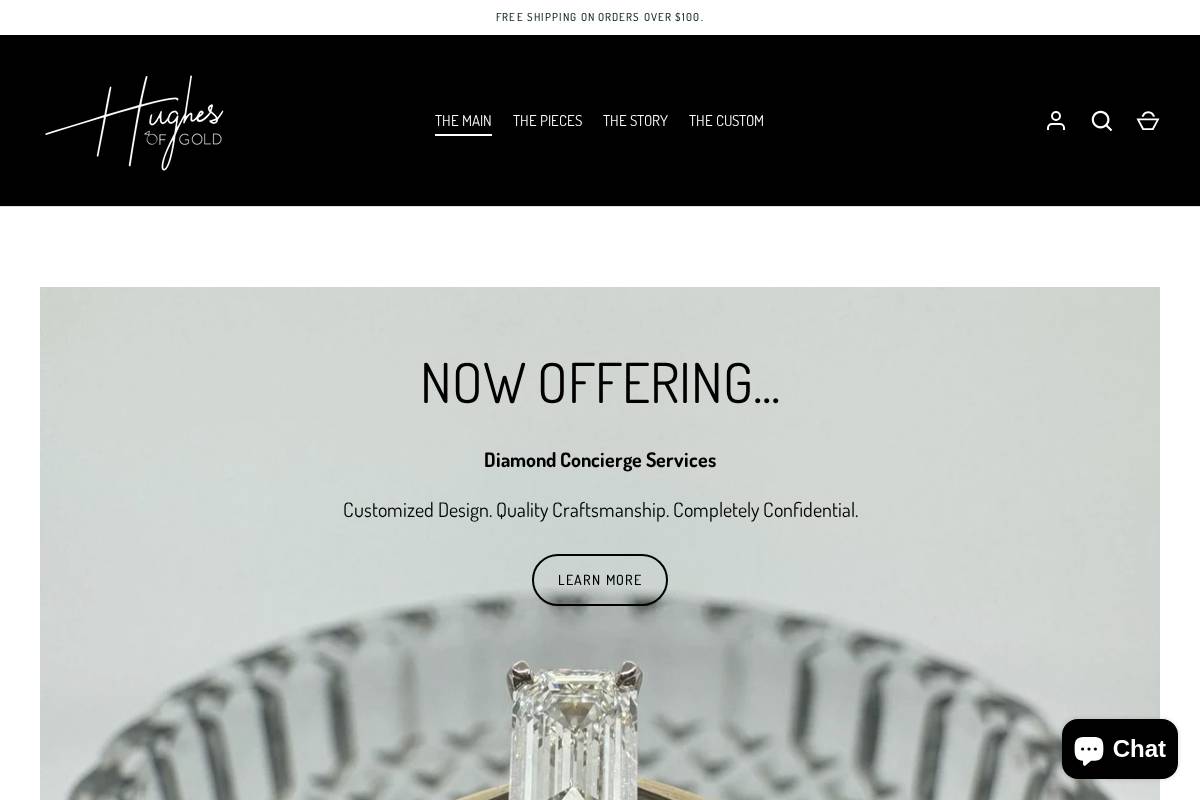 hughesofgold.com homepage screenshot