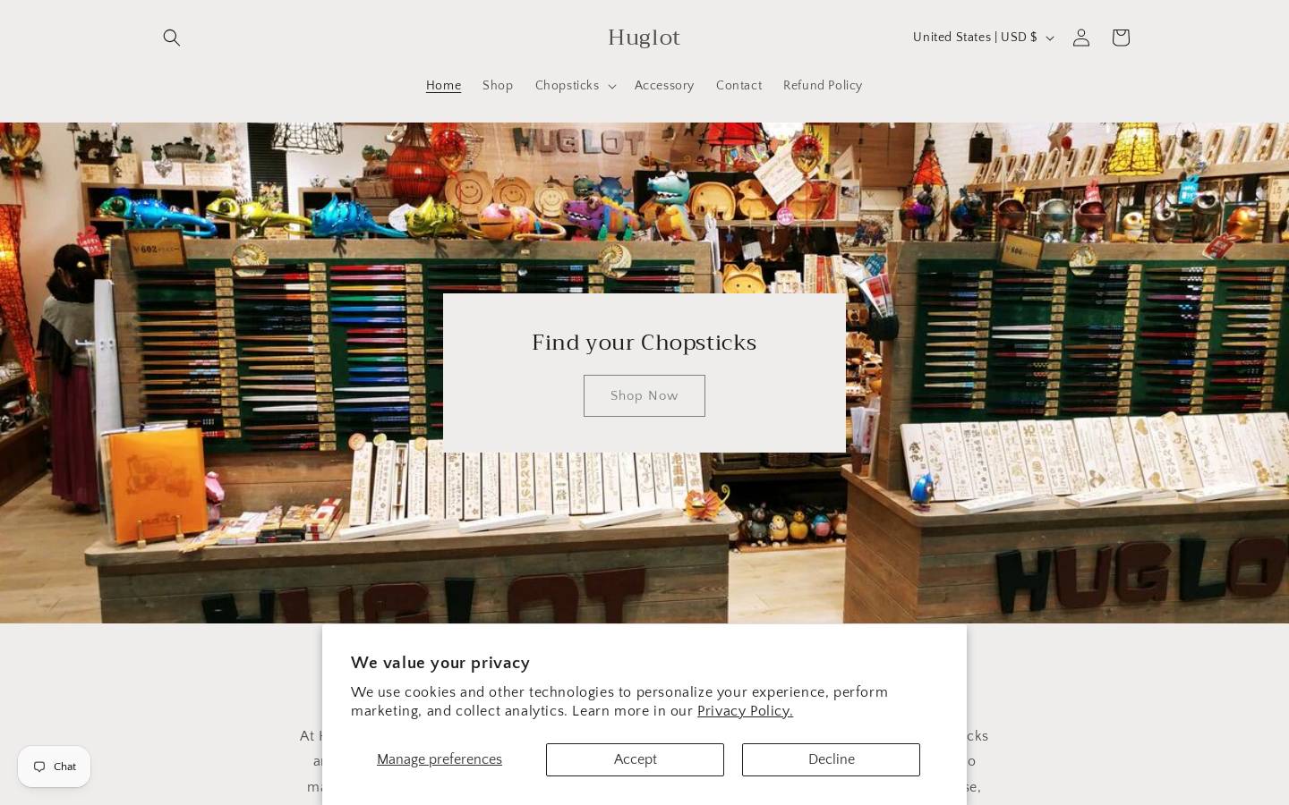 Huglot homepage screenshot