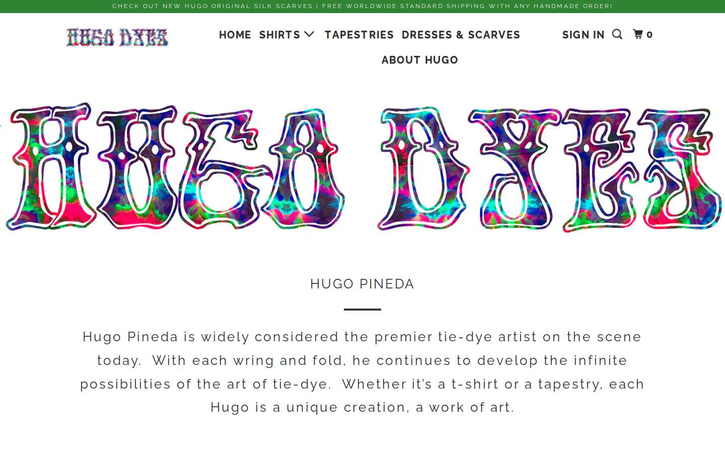 hugodyes.com homepage screenshot