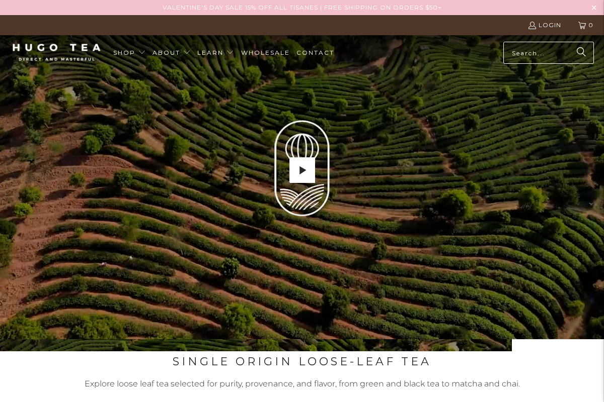 Hugo Tea Company homepage screenshot