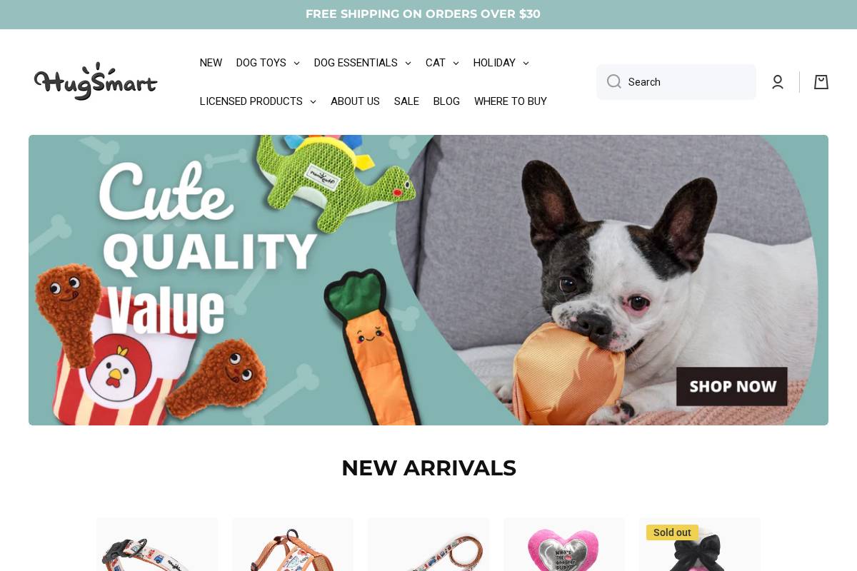 hugsmartpet.com homepage screenshot