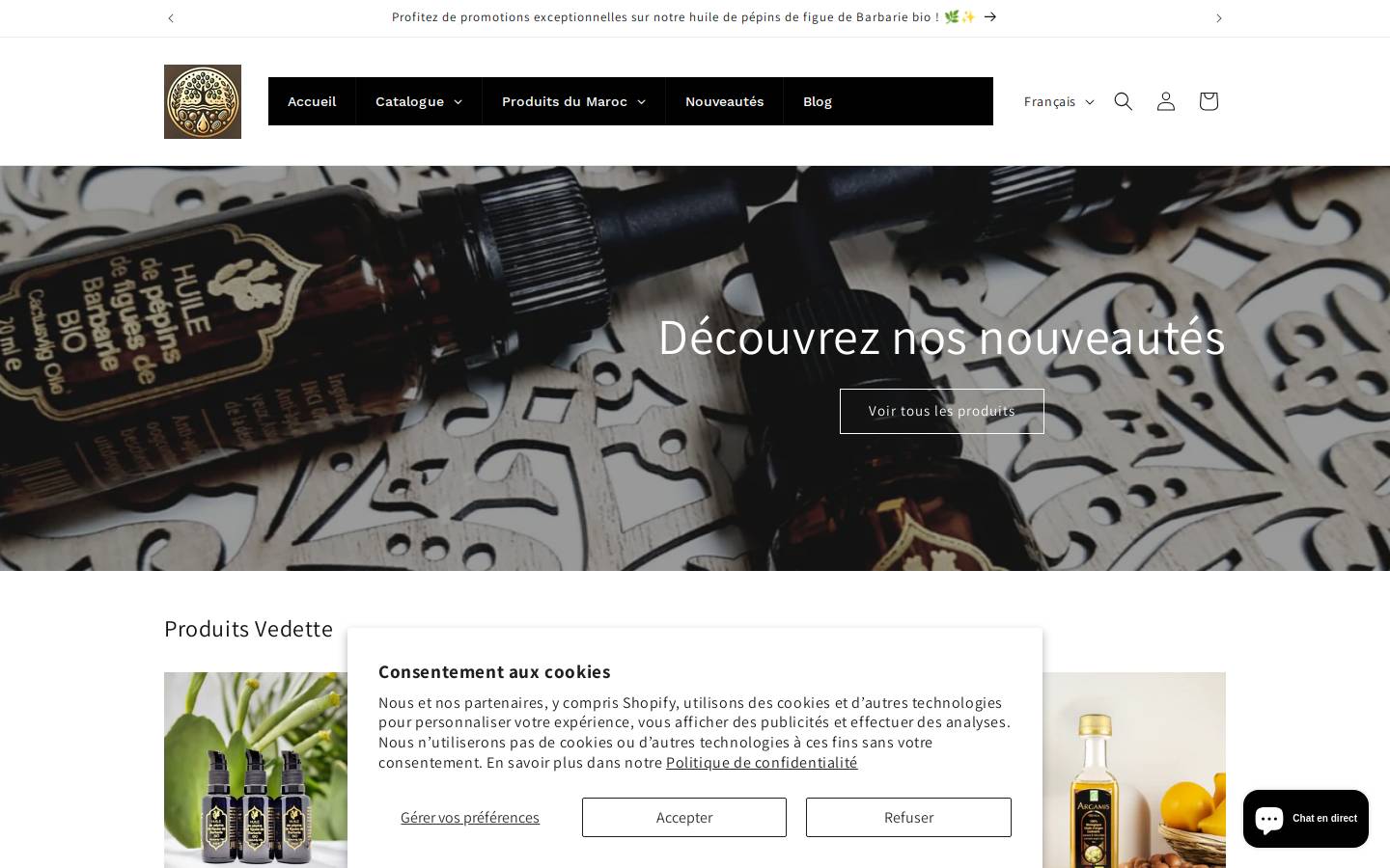 Huile Argan homepage screenshot