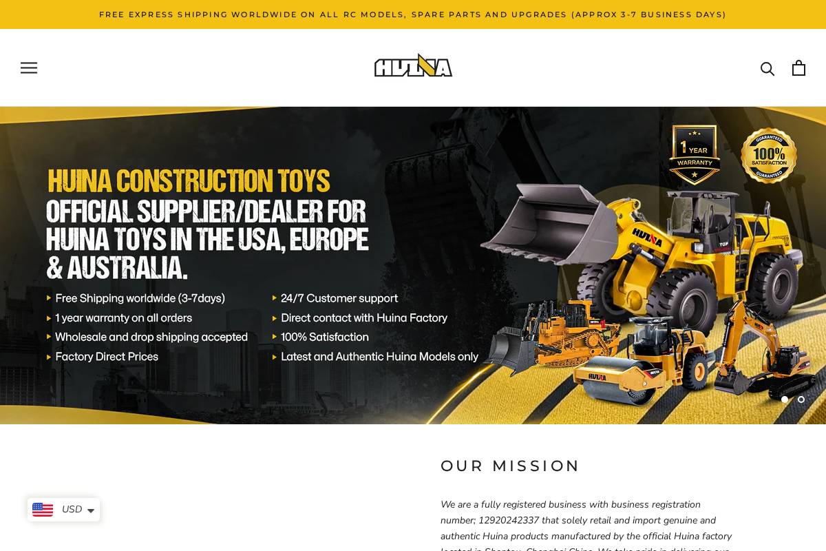 Huina Construction Toys homepage screenshot