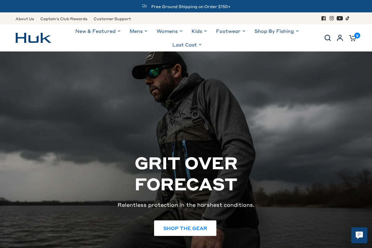 Huk Gear homepage screenshot