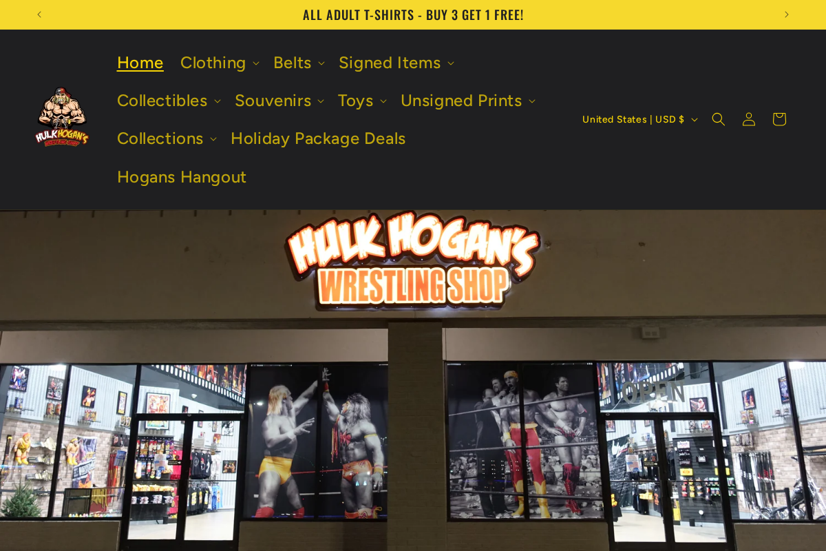 Hulkhoganswrestlingshop homepage screenshot