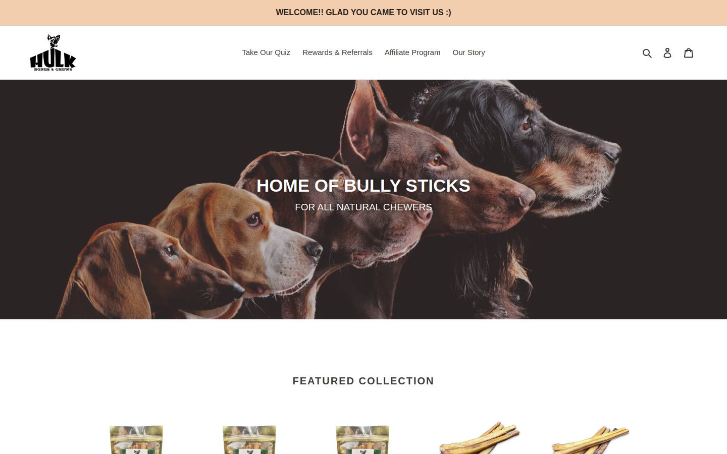 hulkpetproducts.ca homepage screenshot