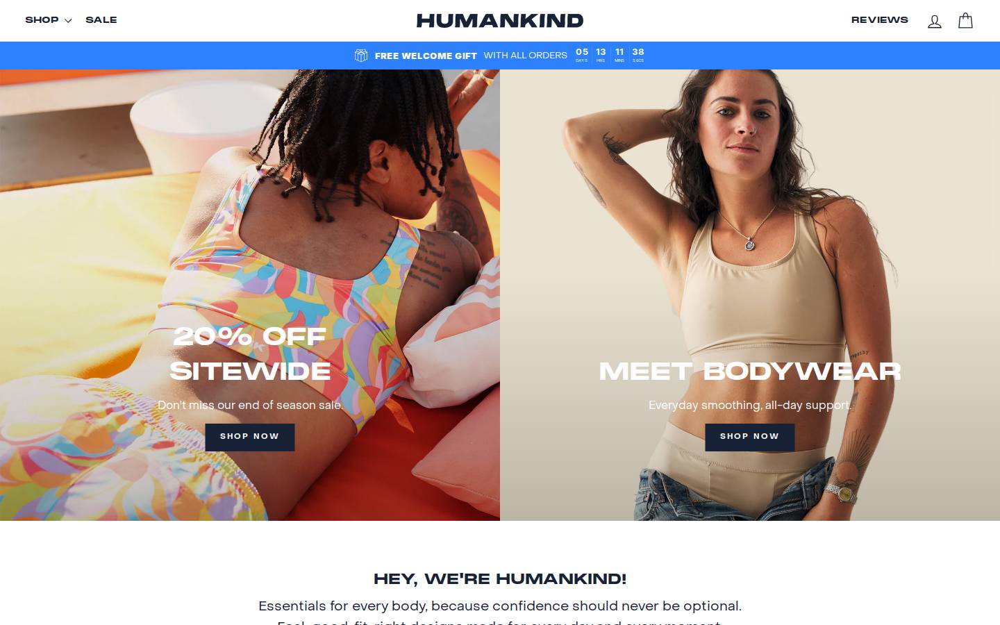 Humankindclothing homepage screenshot