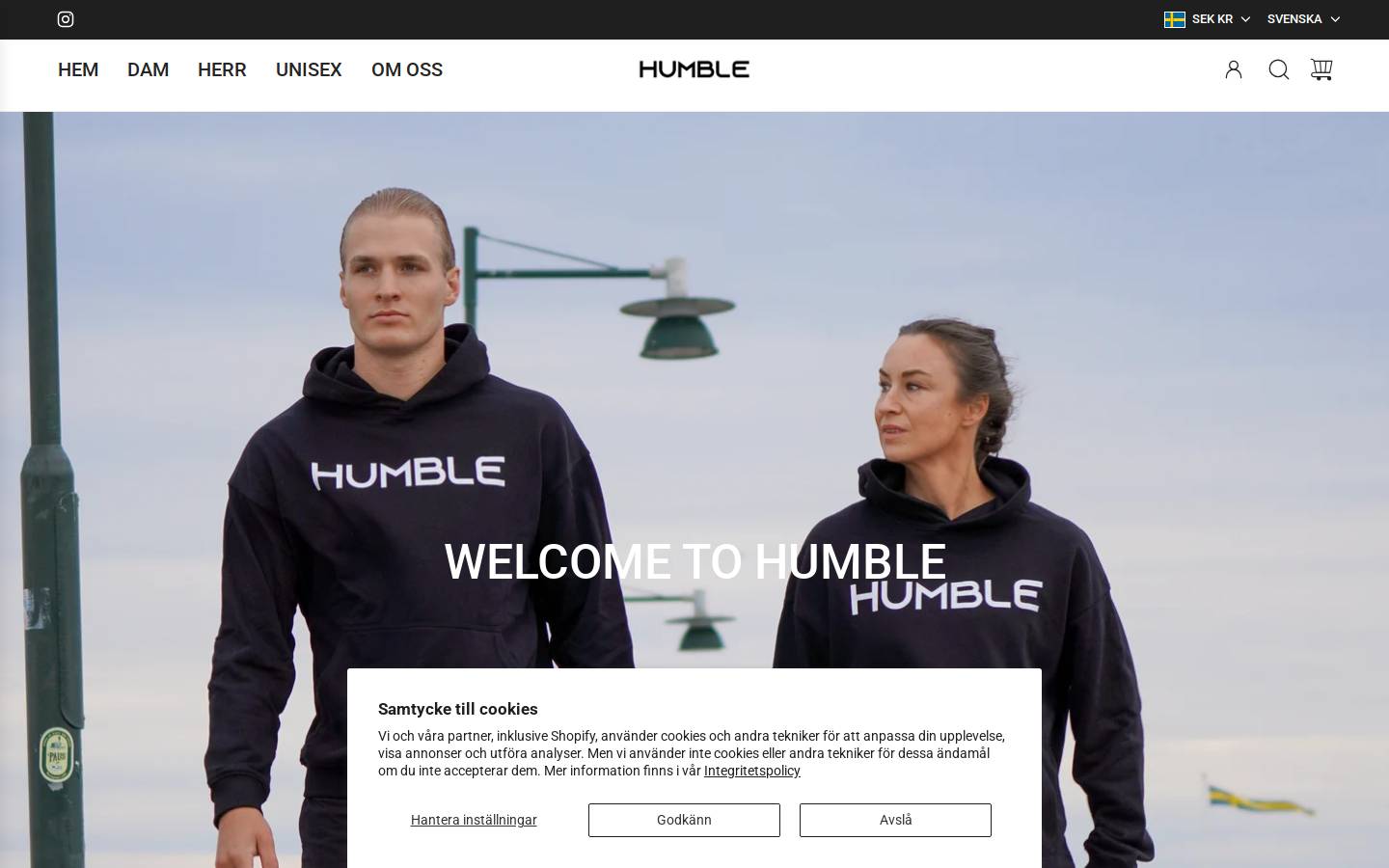 Humble Athletics AB homepage screenshot