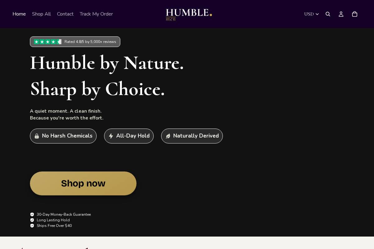 humblemenstore.com homepage screenshot