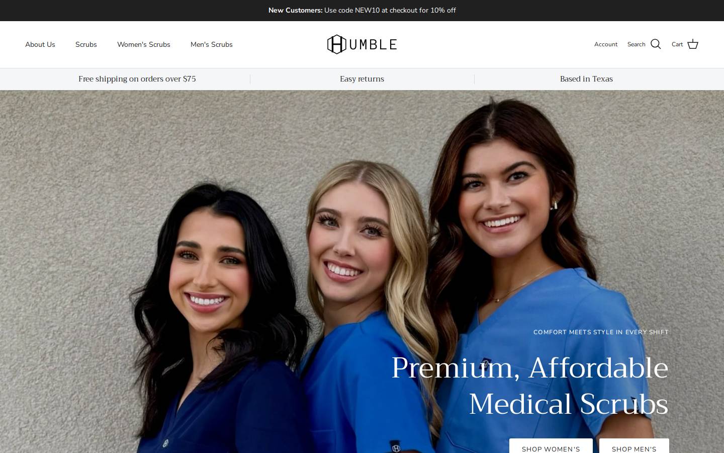 humblescrubs.com homepage screenshot
