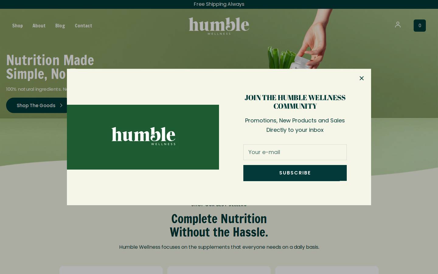 humblevitamin.com homepage screenshot