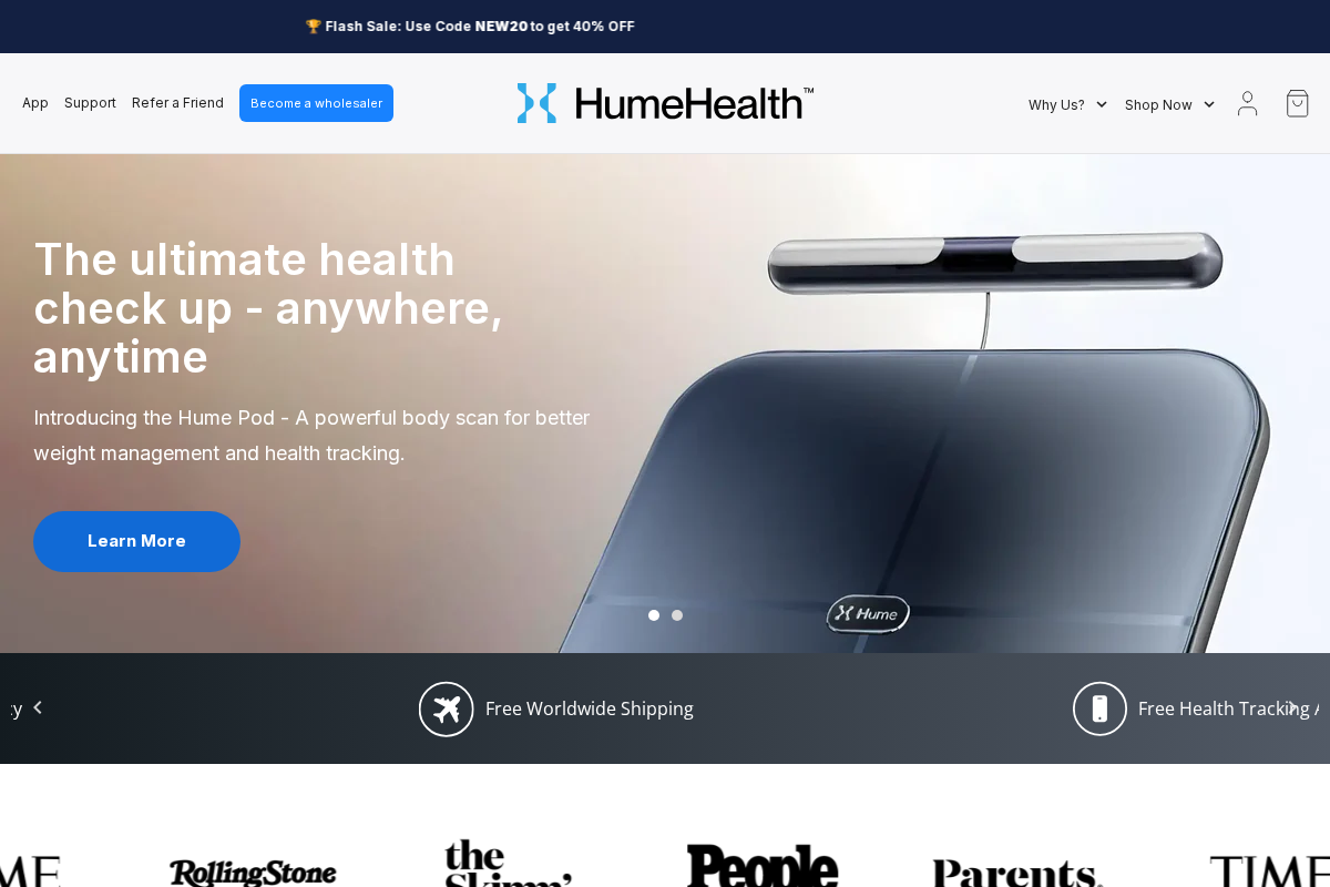 Hume Health homepage screenshot