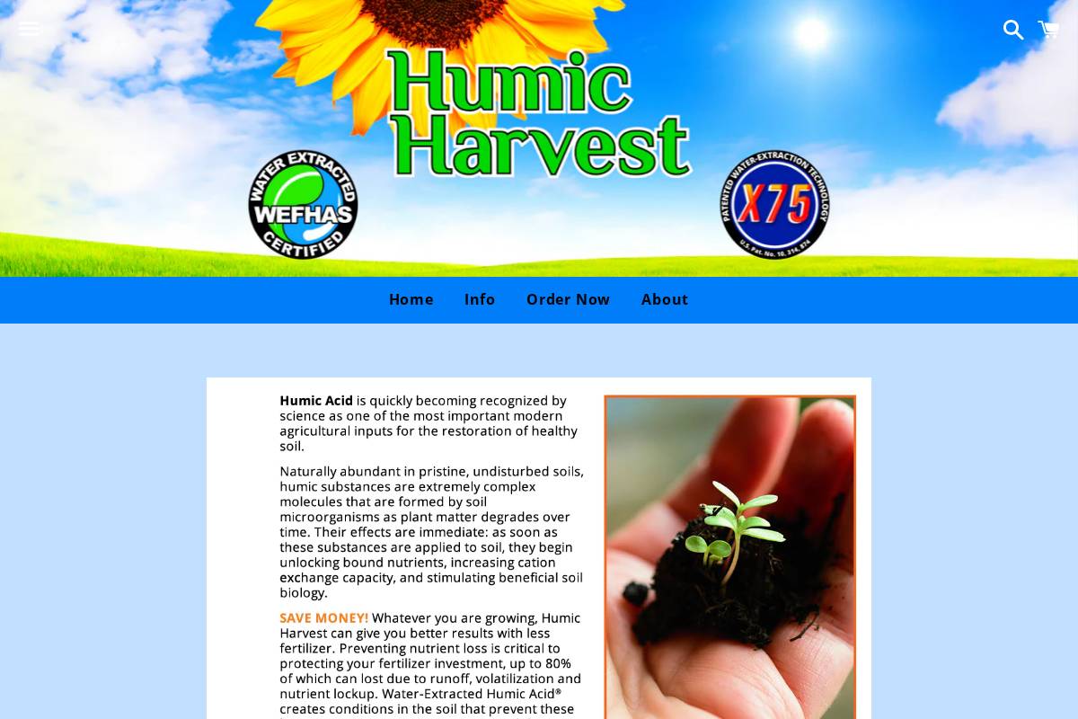 humicharvest.com homepage screenshot