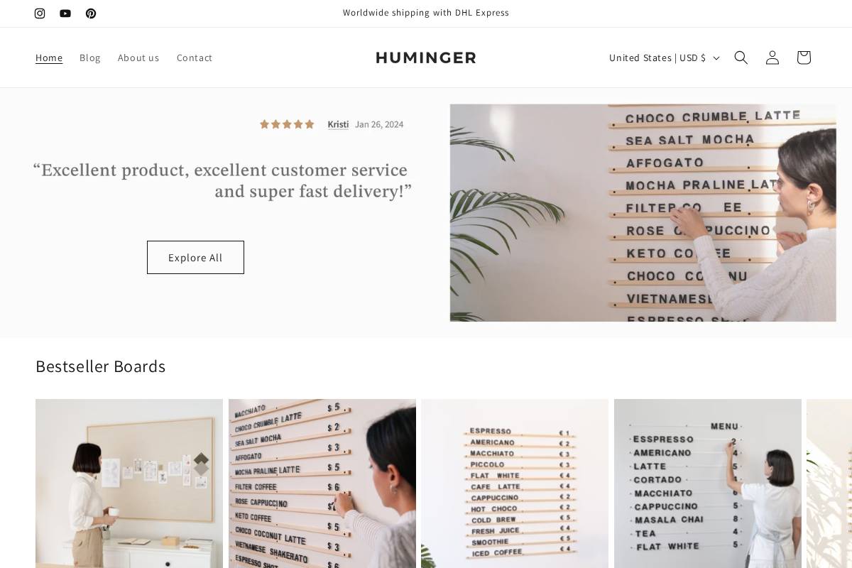 huminger.com homepage screenshot
