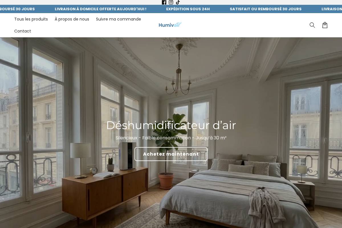 humivair.com homepage screenshot