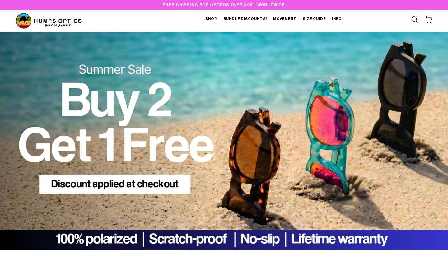 Humps Optics homepage screenshot