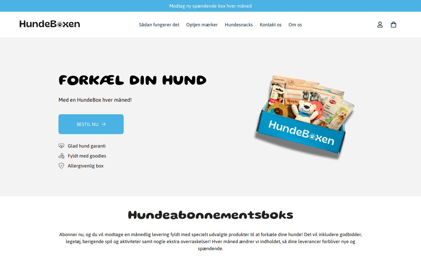 Hundeboxen homepage screenshot
