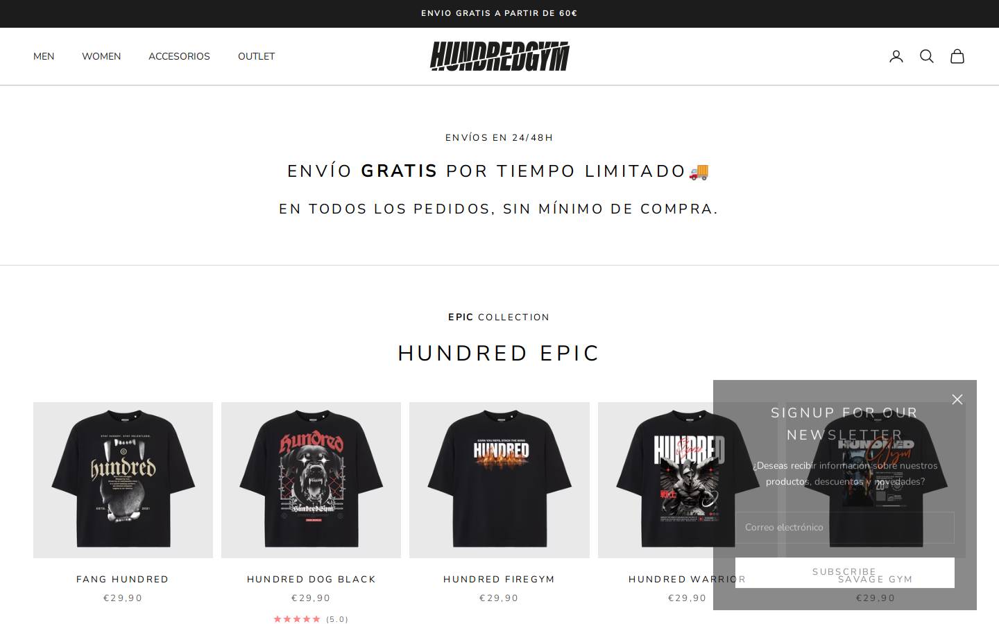 hundredgym.es homepage screenshot