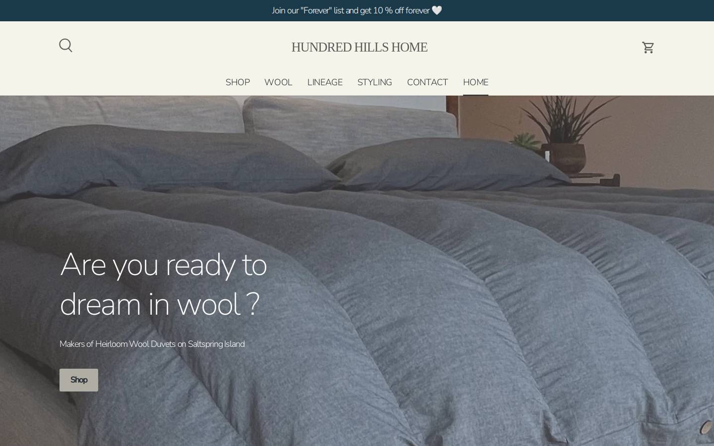 hundredhillshome.com homepage screenshot