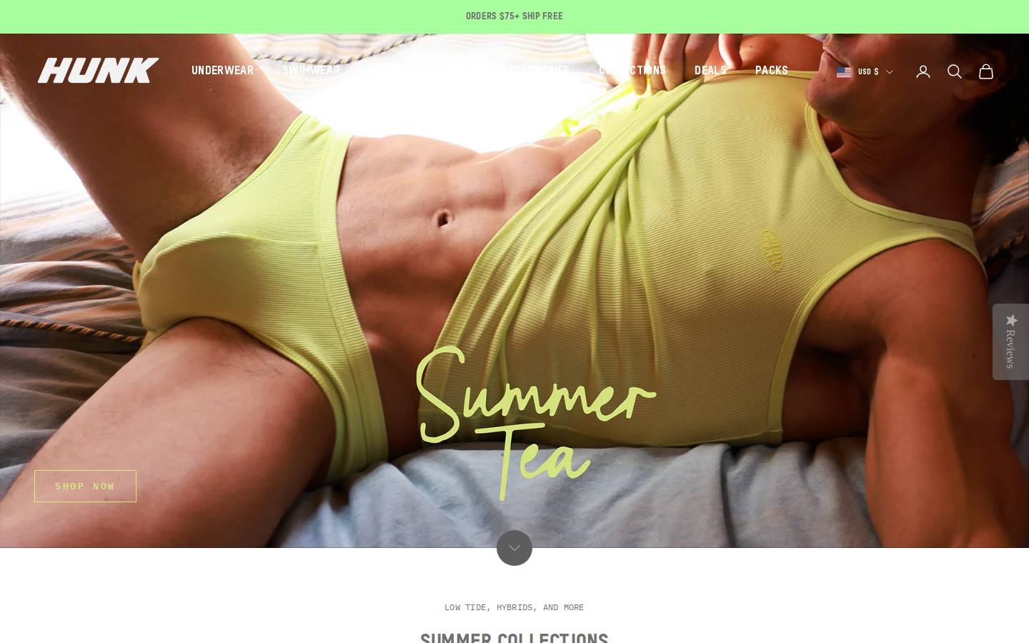 hunkmenswear.com homepage screenshot