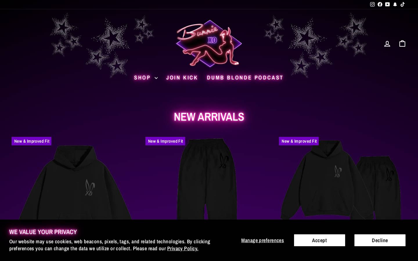 hunniebunnies.com homepage screenshot