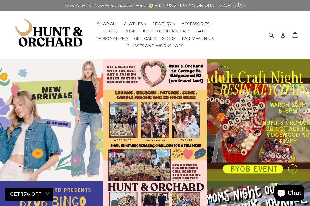 huntandorchard.com homepage screenshot