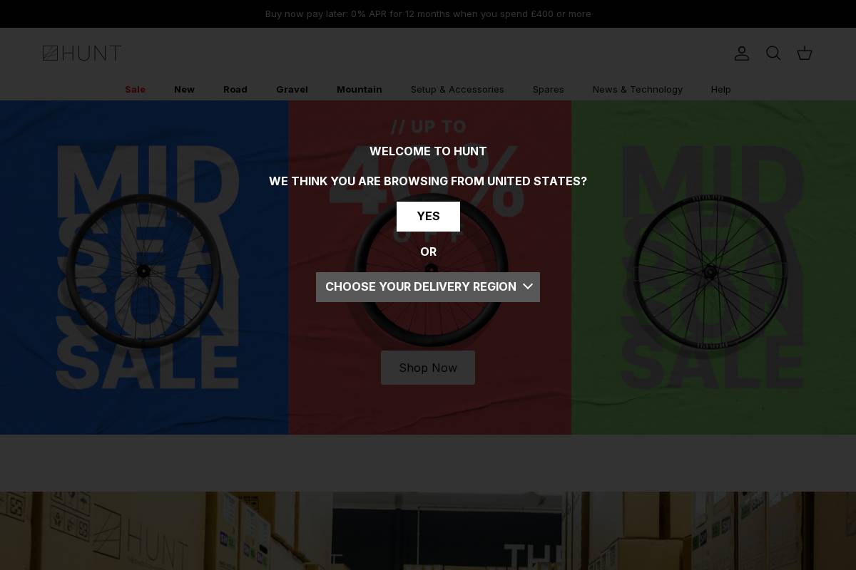Hunt Bike Wheels homepage screenshot