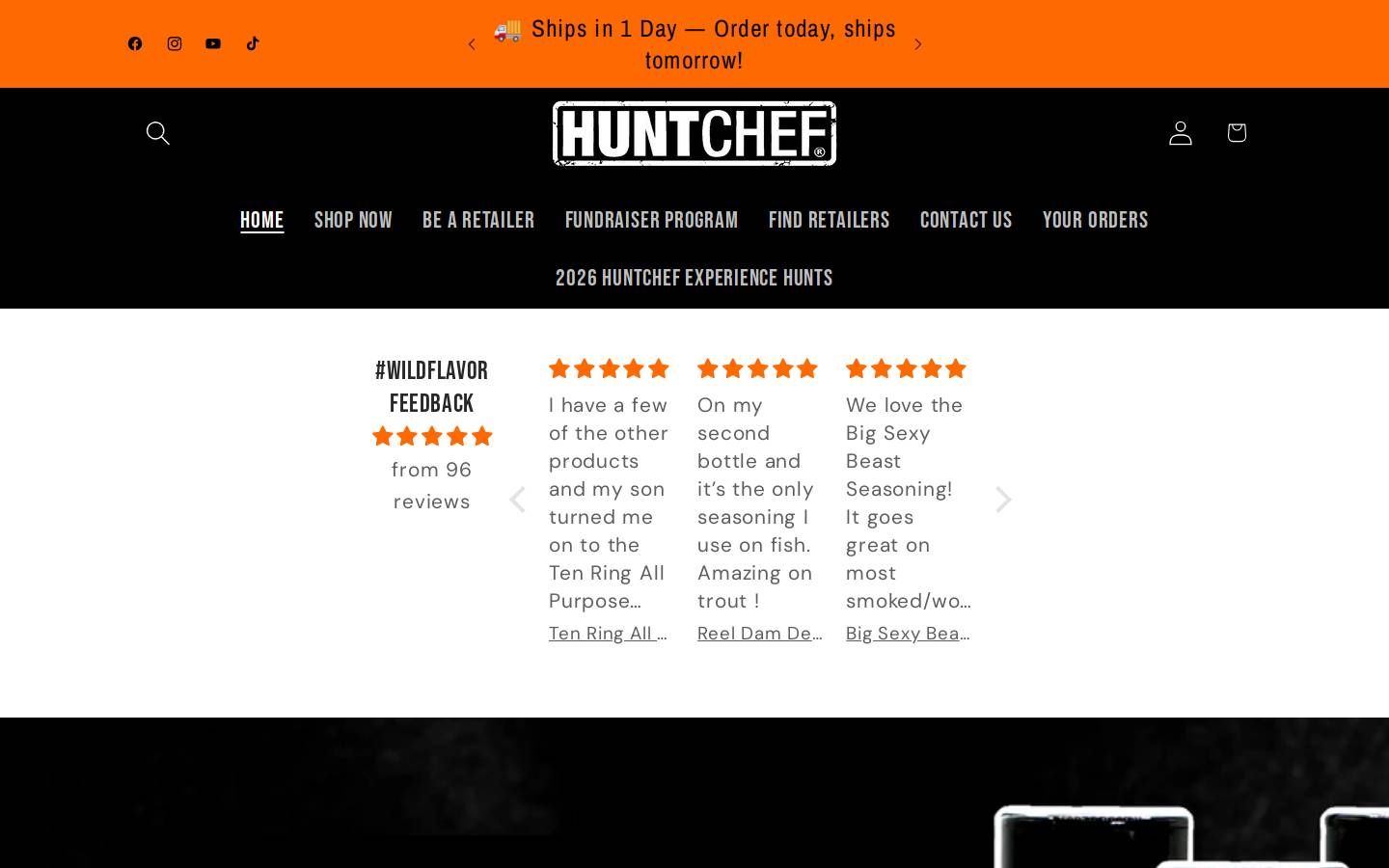 huntchef.com homepage screenshot