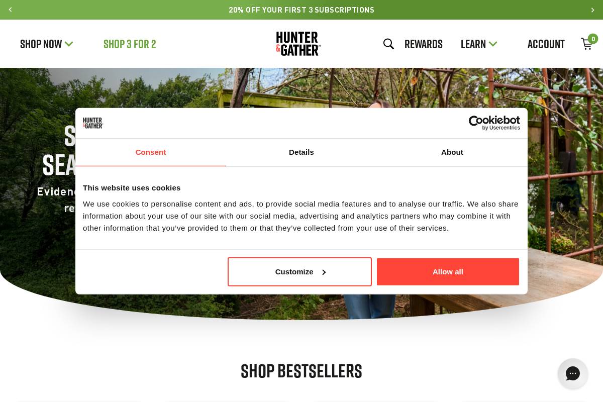 Hunter & Gather homepage screenshot