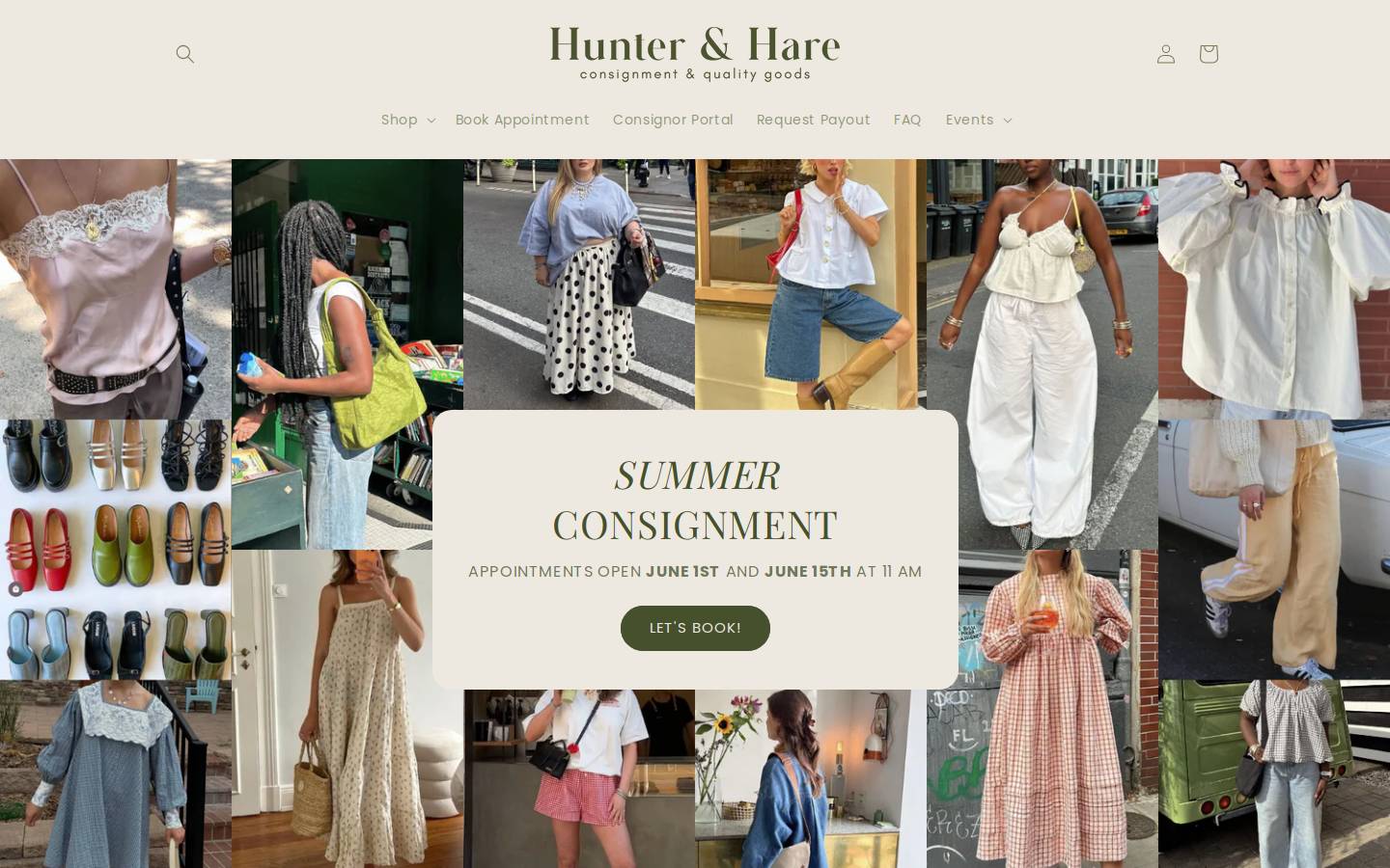 hunterandhare.com homepage screenshot