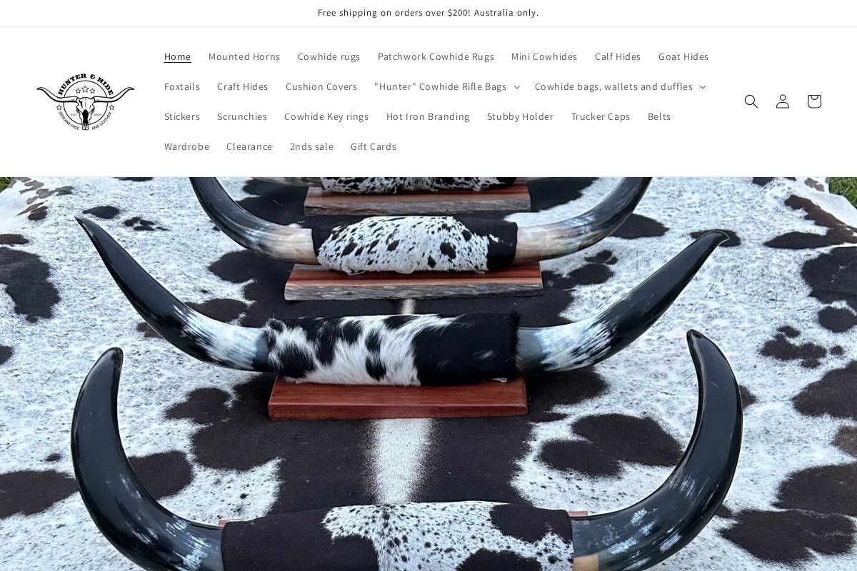 hunterandhide.com homepage screenshot