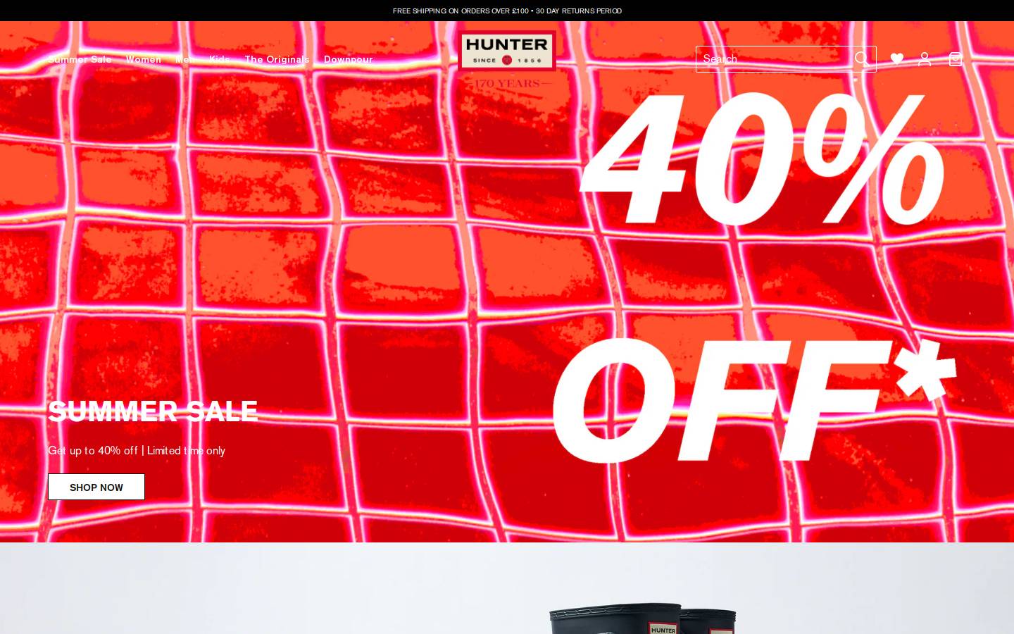 Hunterboots homepage screenshot